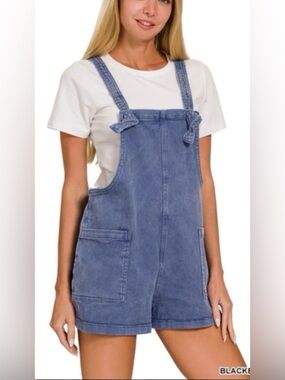 Zenana Denim Blue Short Overalls - Women's Jeans